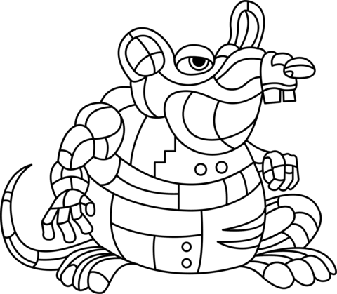 Abstract Rat Coloring Page